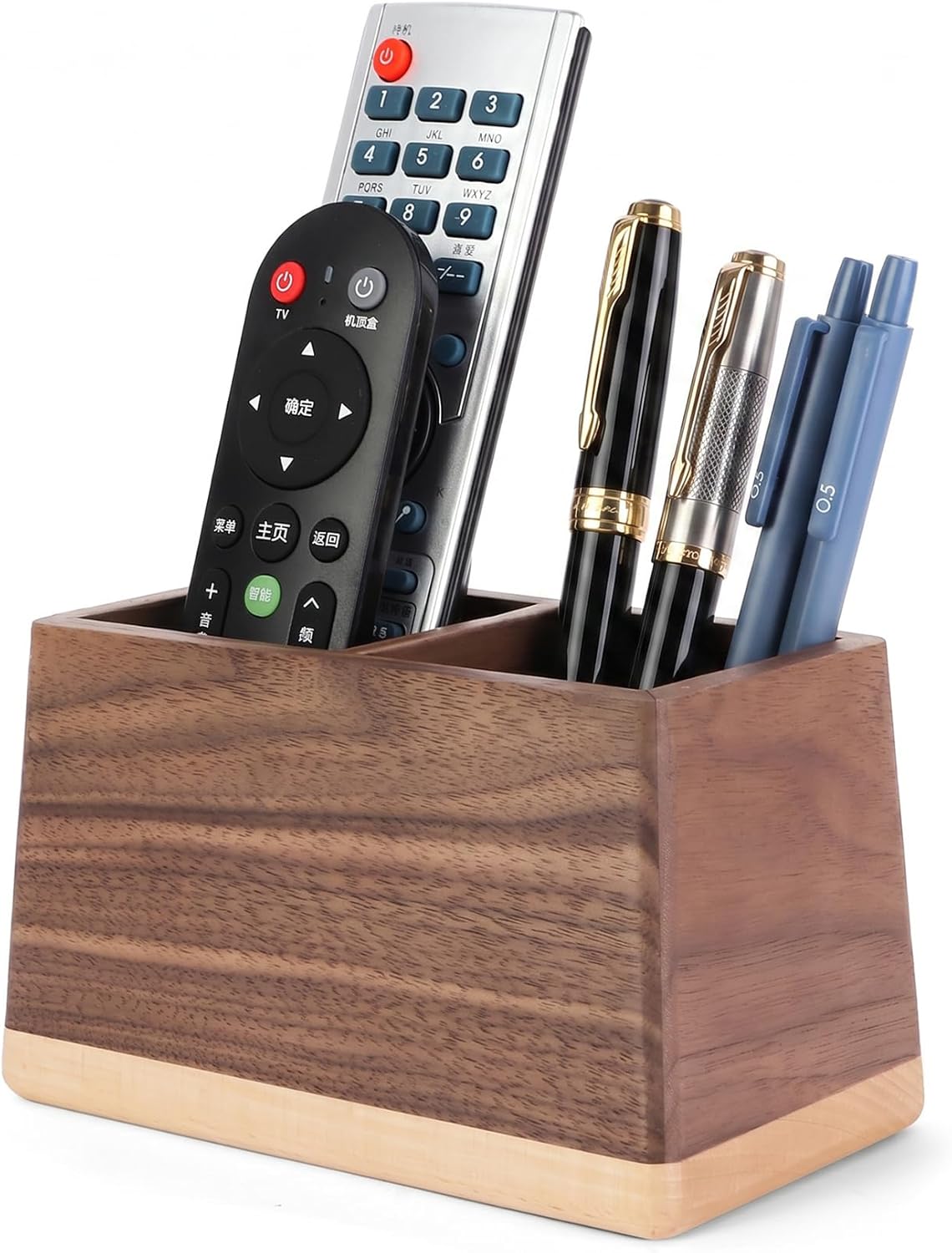 Walnut Pencil Holder Wood Pen Holder for Desk Multiple-Use