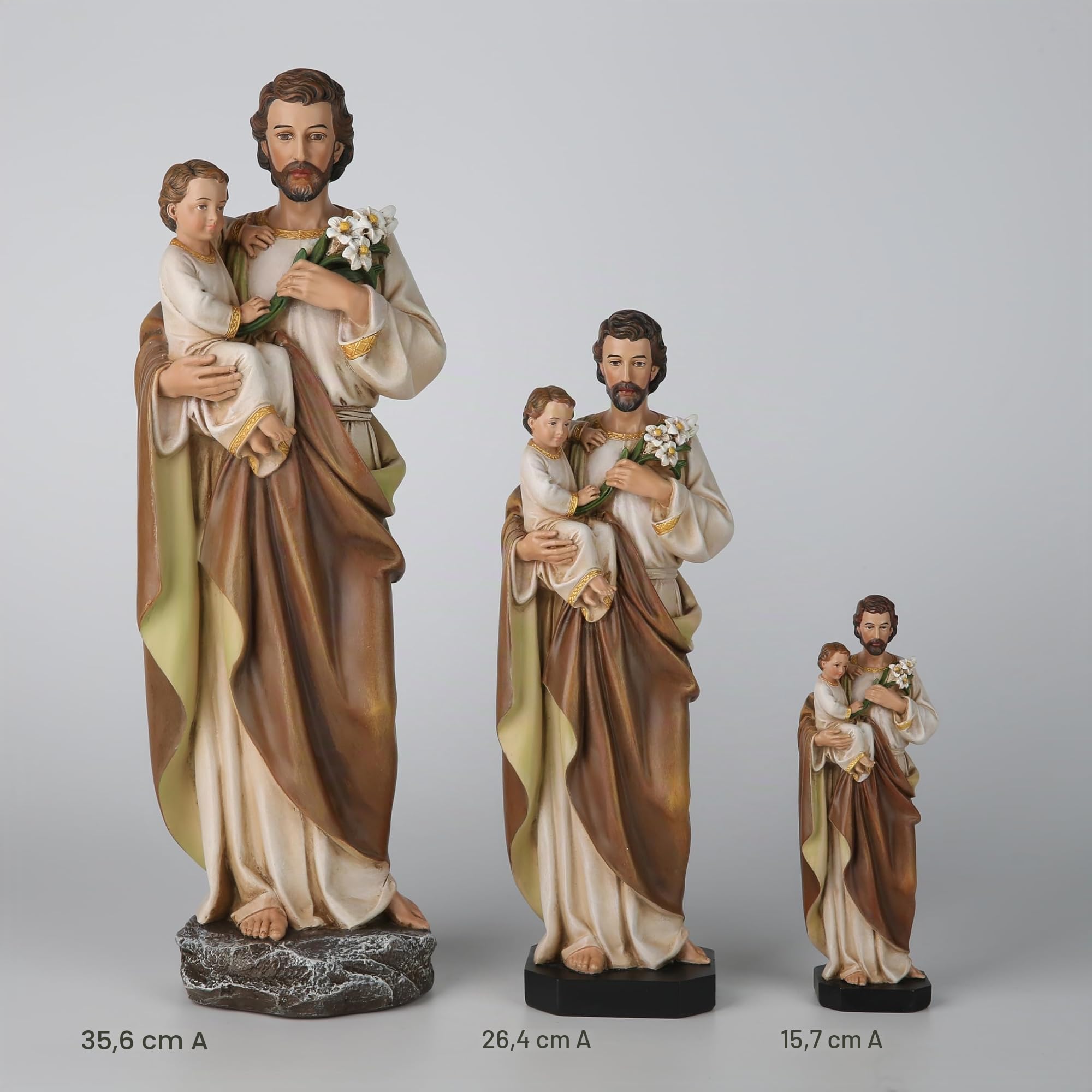 Buildclassic - Statua cattolica di San Giuseppe e Gesù Bambino, figura di San cattolico, regalo religioso per la festa del papà, decorazione per interni ispiratrice, 35,6 cm di altezza, dipinta a mano