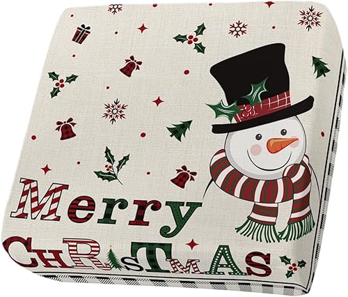 Miniatura 39 de Fundas de cojín para sofá de Navidad, funda elástica para sofá con parte inferior elástica, diseño de muñeco de nieve rosa, diseño de nieve, nieve