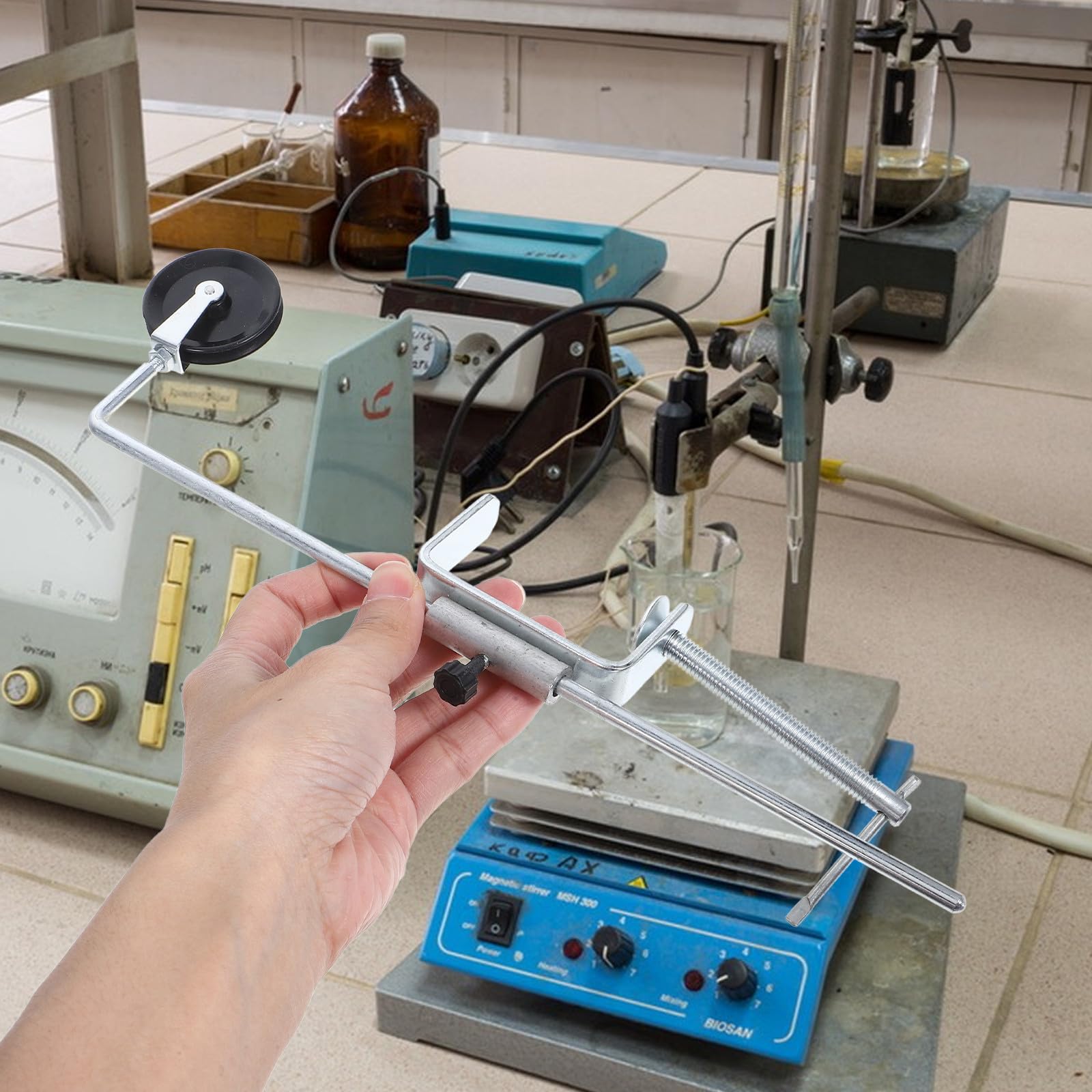 PRETYZOOM Morsetto da Tavolo con Puleggia Pesante in Ferro per Esperimenti di Meccanica, Dispositivo Didattico Accurato per Laboratorio e Ricerca Scientifica