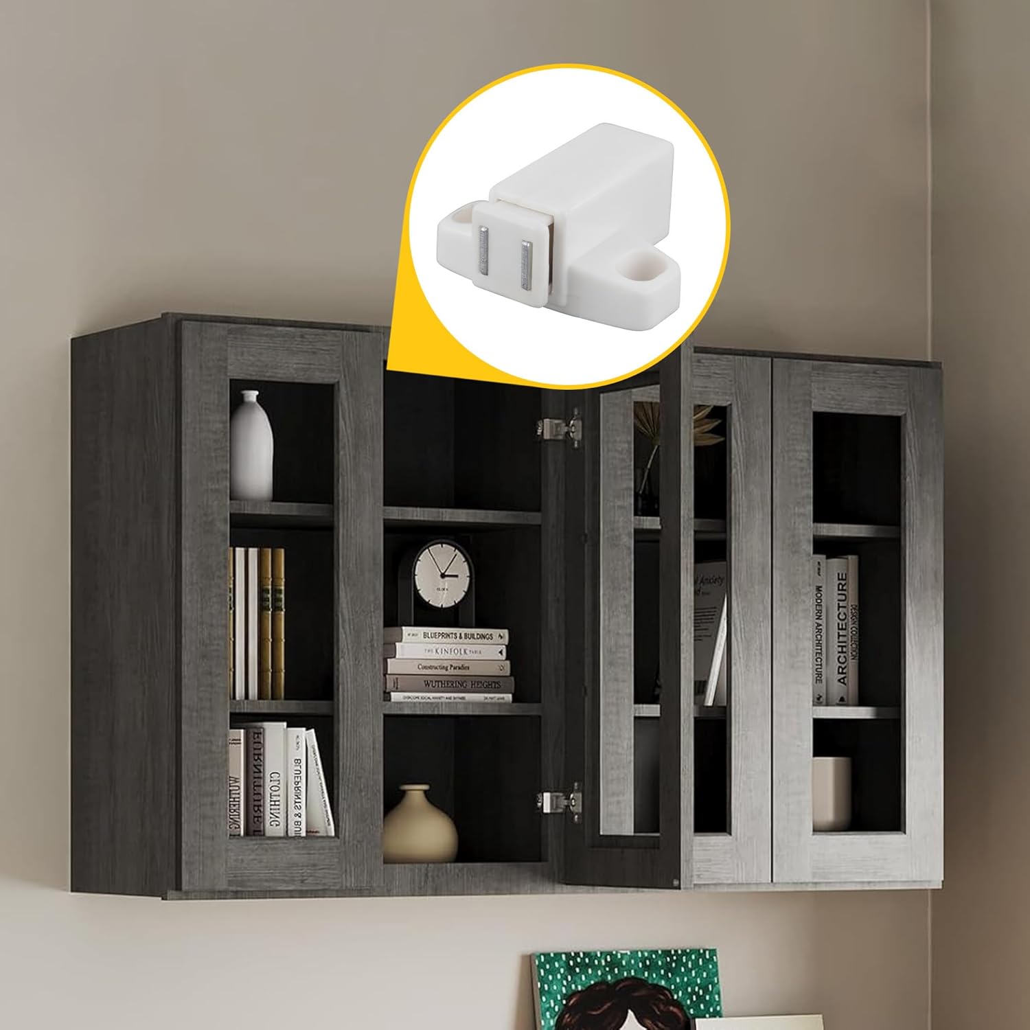 Brixwell BXD110323P1-XCP100 Magnetic Touch Latch for Drawers, Doors and Cabinets White - Pack of 100