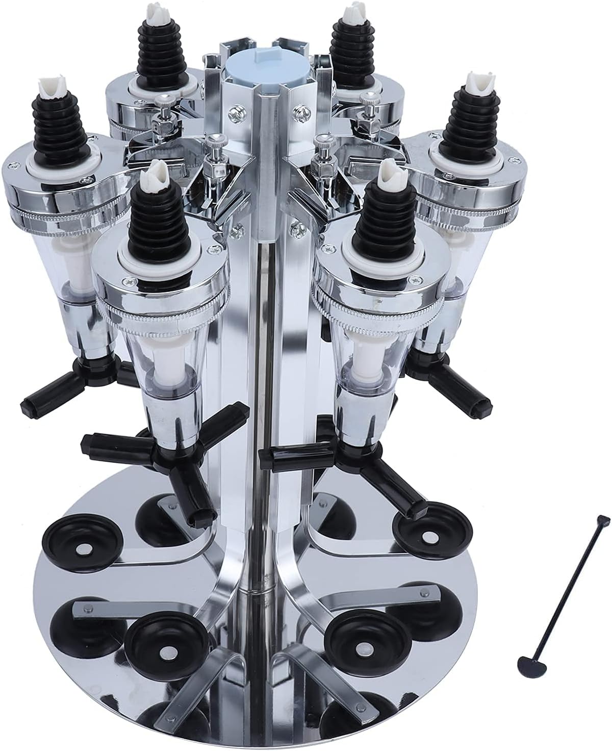 Zerone 6-Bottle Rotated Holder Wine Liquor Dispenser Cocktail Dispenser Wine Holder for Bar Party Tools (Silver)