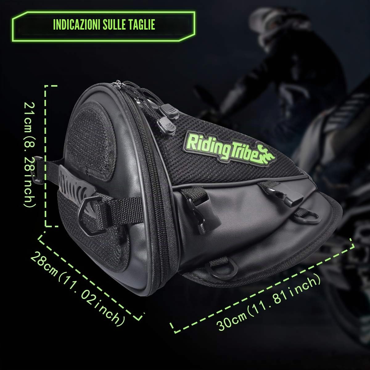 KaTur Borsa da serbatoio per sedile posteriore per moto Borsa da sella di stoccaggio in pelle PU multifunzionale impermeabile per moto Sedile posteriore Accessori per coda super leggera Borse -Nero