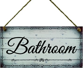Meijiafei Bathroom Hanging Wall Art Sign Home or Office Bathroom Door Decor 5" x 10"