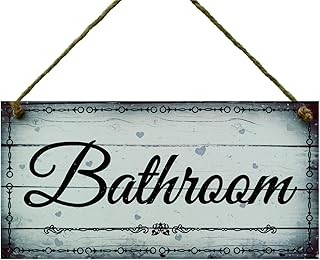 Meijiafei Bathroom Hanging Wall Art Sign Home or Office Door Decor 12.7 cm x 25.4 cm