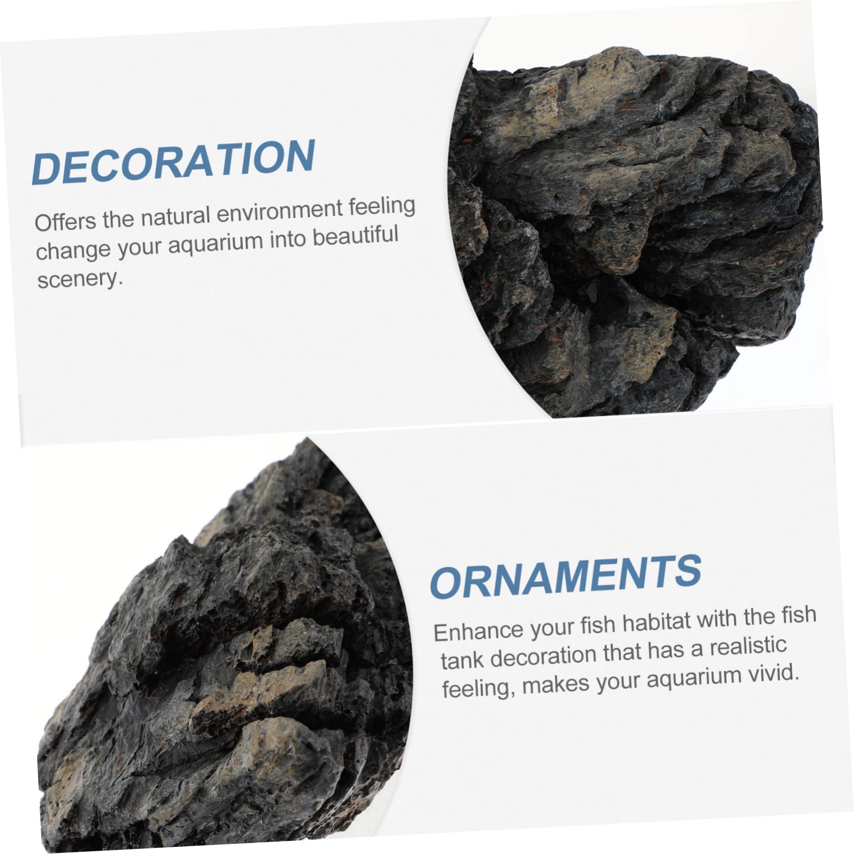 Luxshiny Roccia Ornamentale per Acquario Aspetto Naturale in Resina, Nero