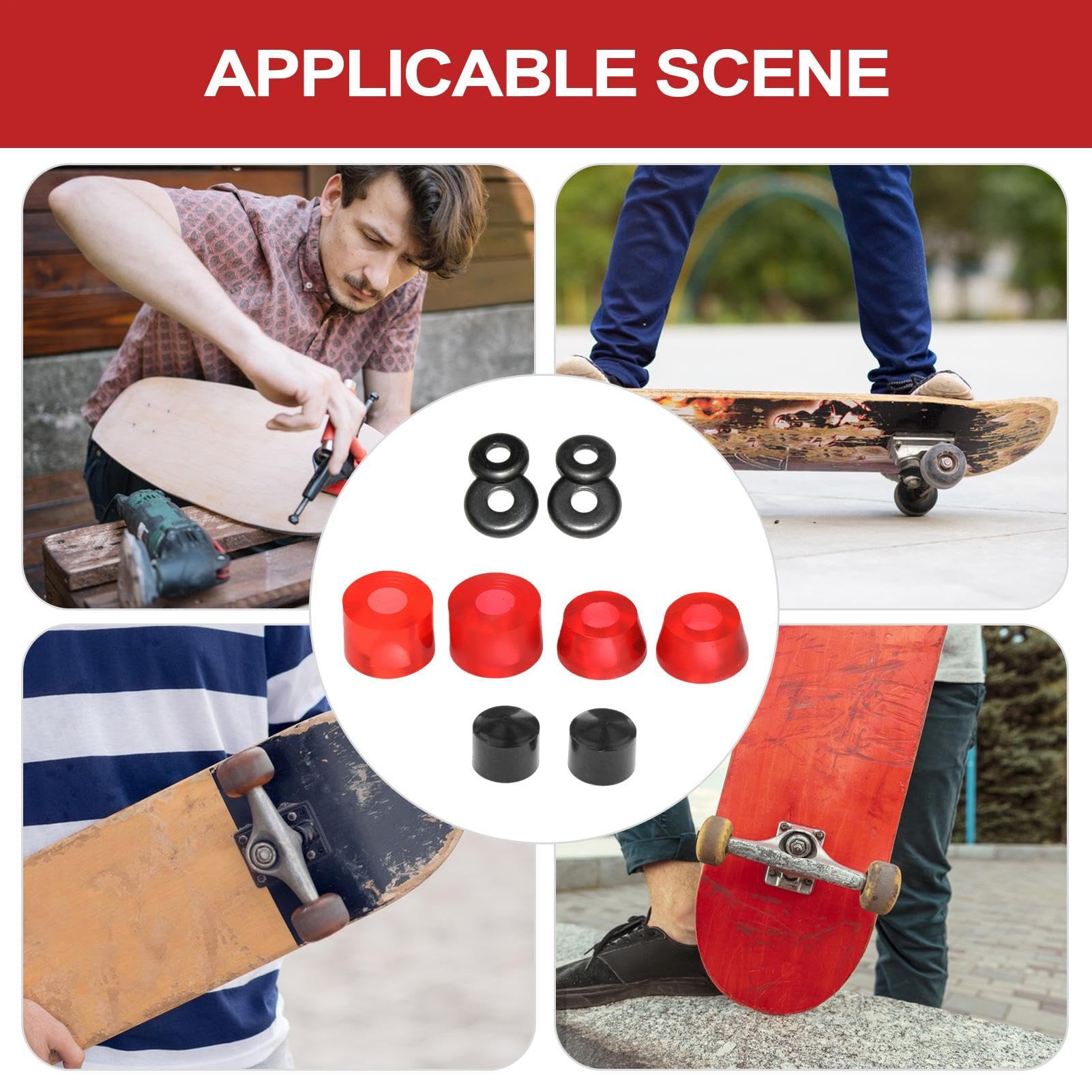 Piezas de Skateboard con Copas Pivote y Bujes de Soporte para Cruiser, Training, Competition