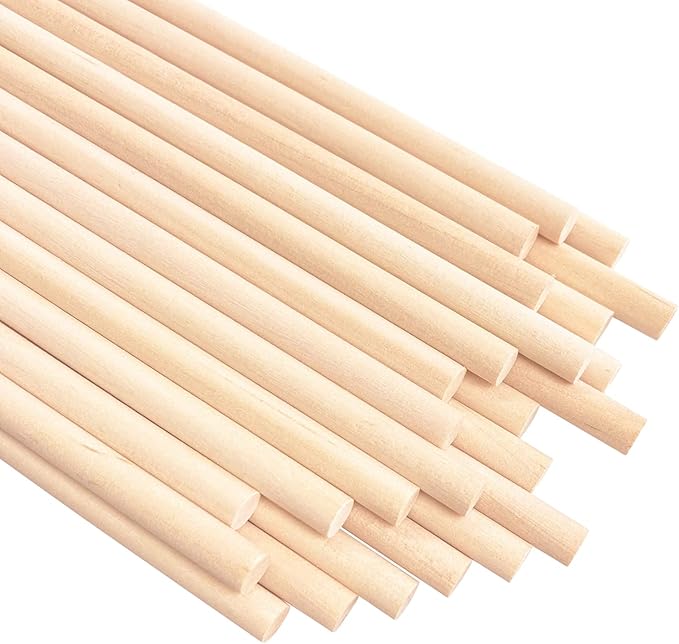 KTOJOY 25PCS Dowel Rods Wood Sticks Wooden Dowel Rods -