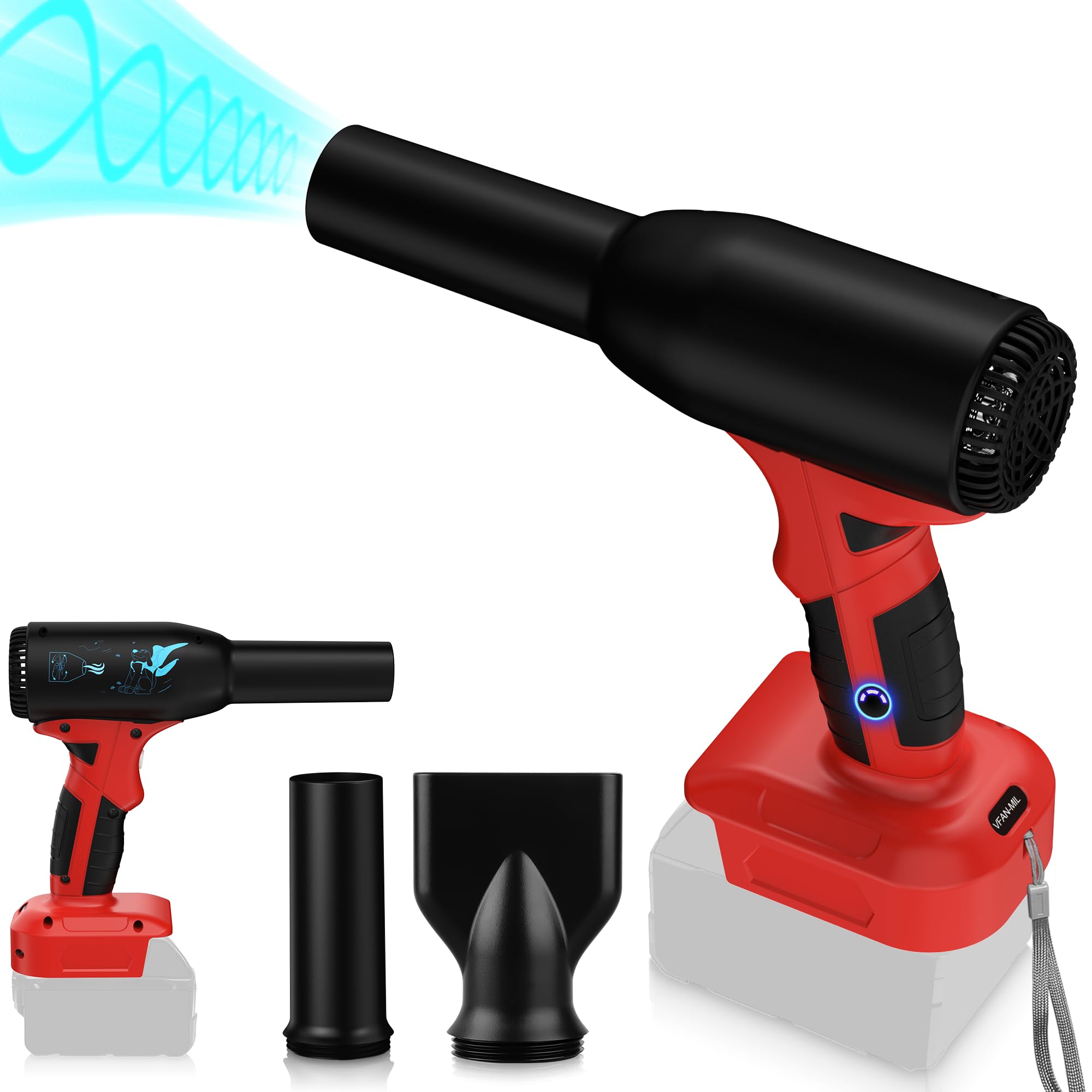 Upgrate Jet Dry Blower for Milwaukee 18V M18 Battery,400G Wind Pressure,High Power 500W,Cordless Compressed Air Duster,Super Fan,Mini Jet Fan, Mini