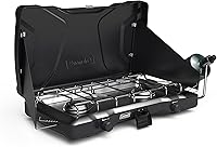 Coleman Triton 2-Burner Propane Stove: 22,000 BTU Portable Camping Cooktop with Wind Guards & Precise Controls