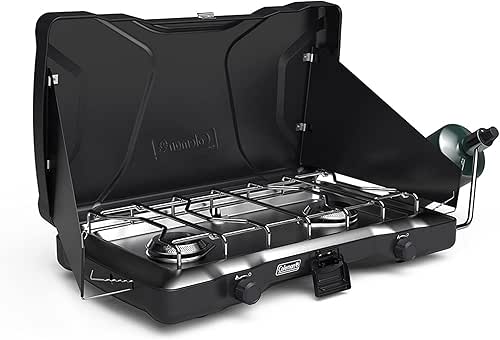 Coleman Triton 2-Burner Propane Stove, Portable Camping Cooktop with 2