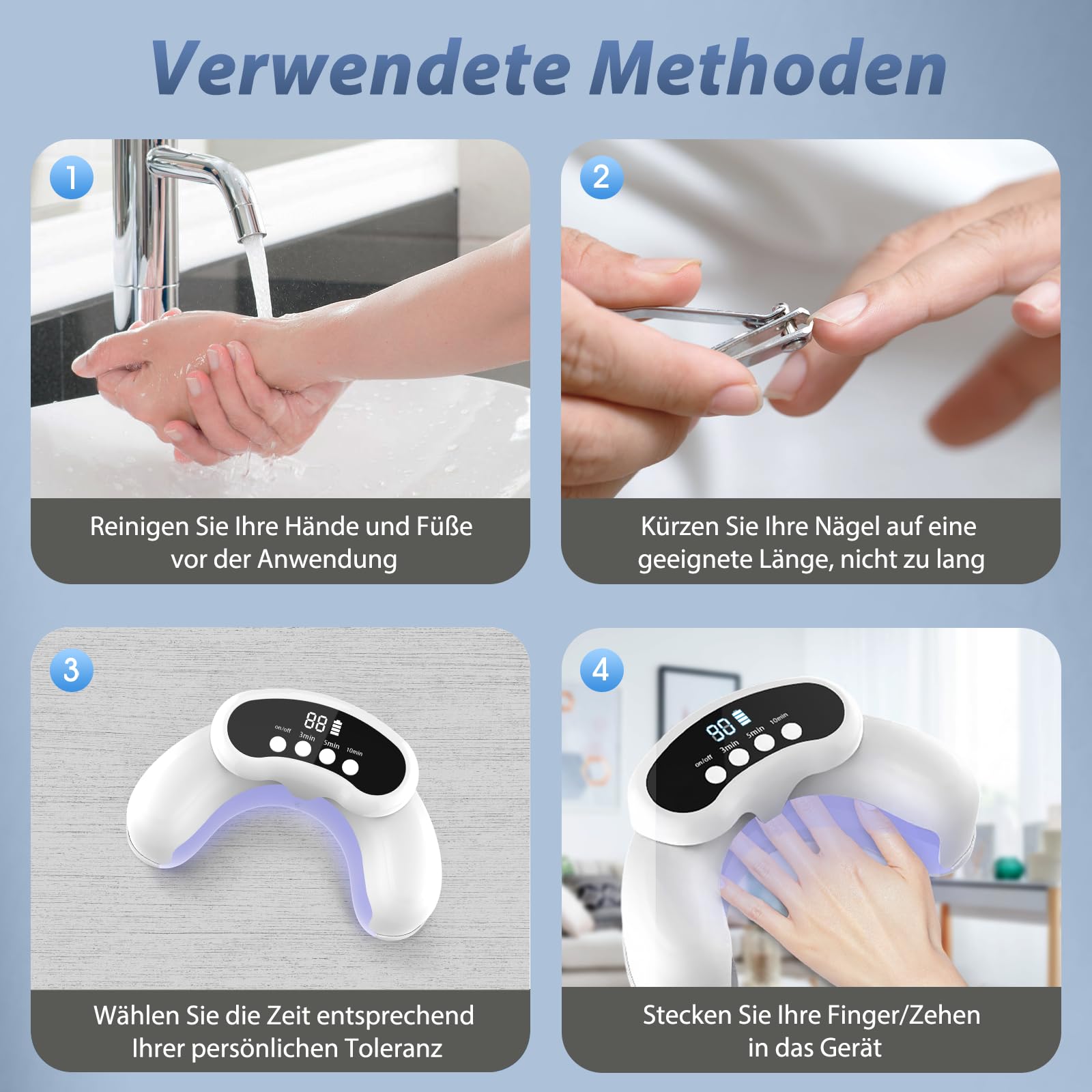 Nagelpilz Lasergerät – Podoclear gegen Nagelpilz verwendet 470 nm blaues Licht und 905 nm Infrarotlicht, faltbares Laser Nagelpilz Behandlungsgerät mit digitaler Anzeige und Zeitfunktion