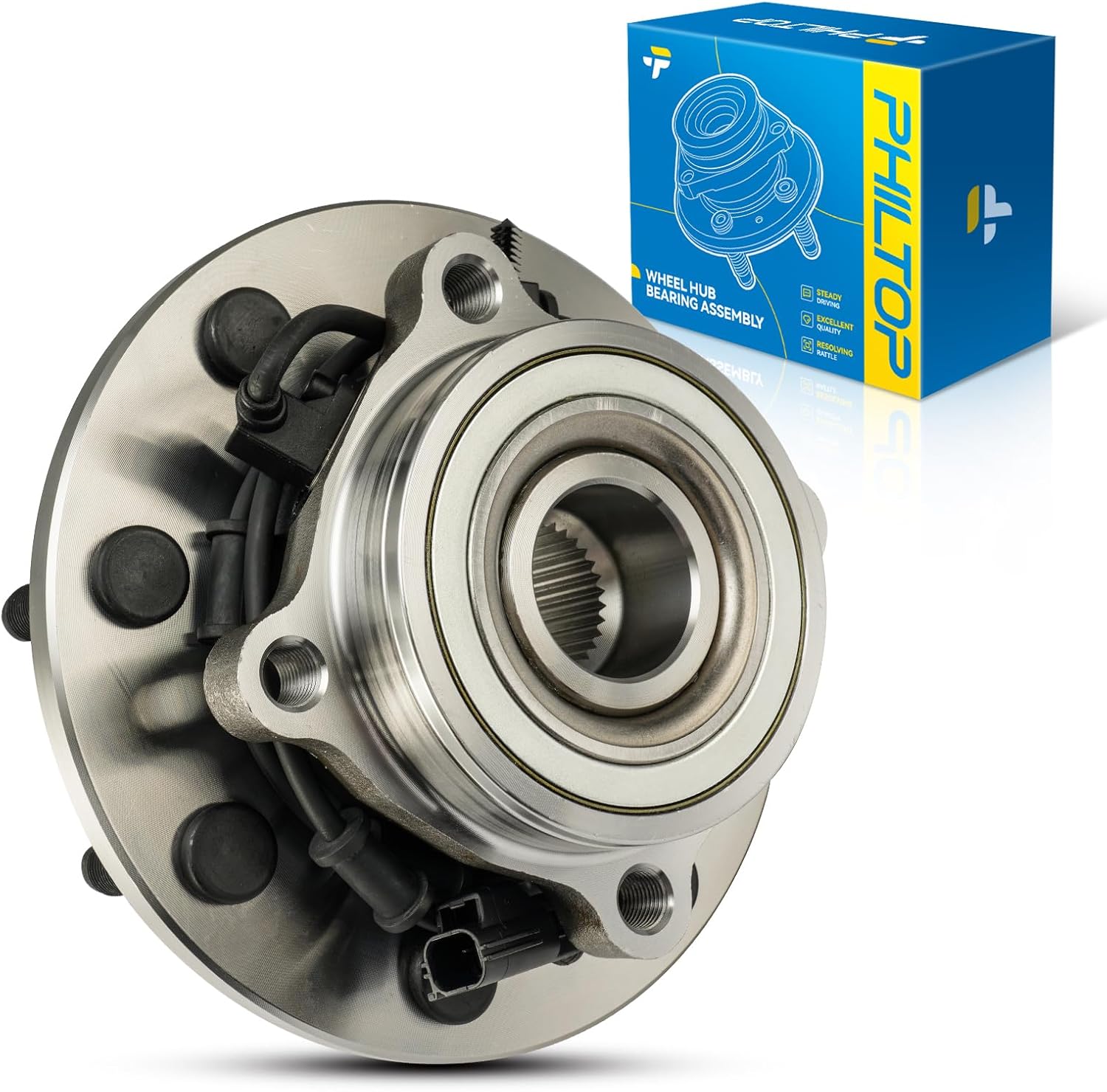 PHILTOP Front Wheel Hub Bearings for 2003-2005 Ram 2500, 2003-2005 Ram 3500, 515061 Hub Assembly 8 Lugs w/ABS
