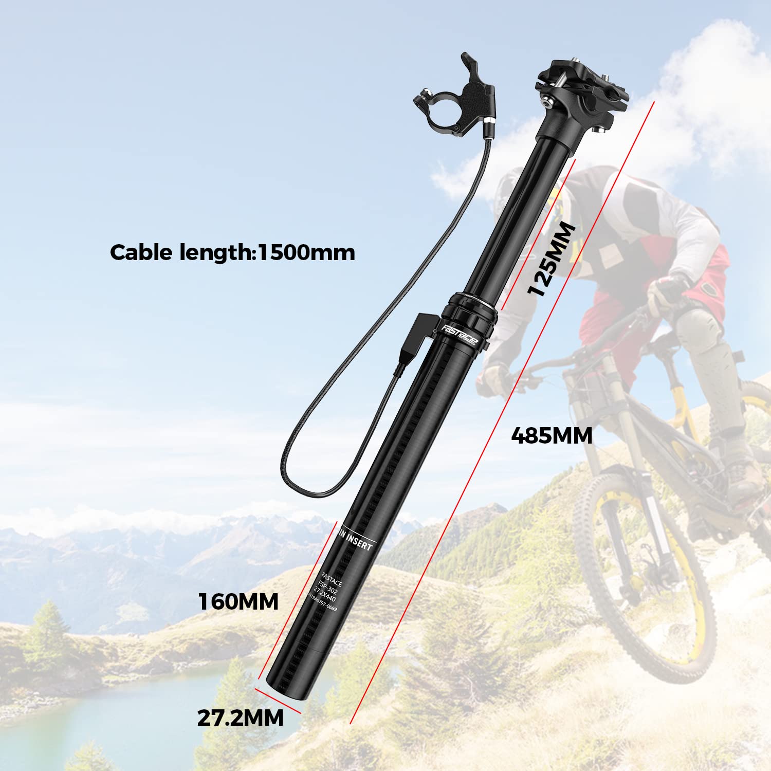 Amazon | Fastace ドロッパーポスト 125mm トラベル MTB ドロッパー 