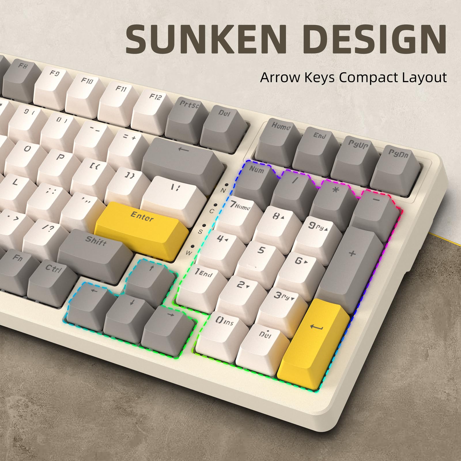 MAGIC-REFINER K3MAX mechaniczna klawiatura do gier, klawiatura przewodowa z podświetleniem RGB, Apex Pro TKL Hot-swappable 100 klawiszy Anti-ghosting niebieski przełącznik z klawiaturą numeryczną, dla