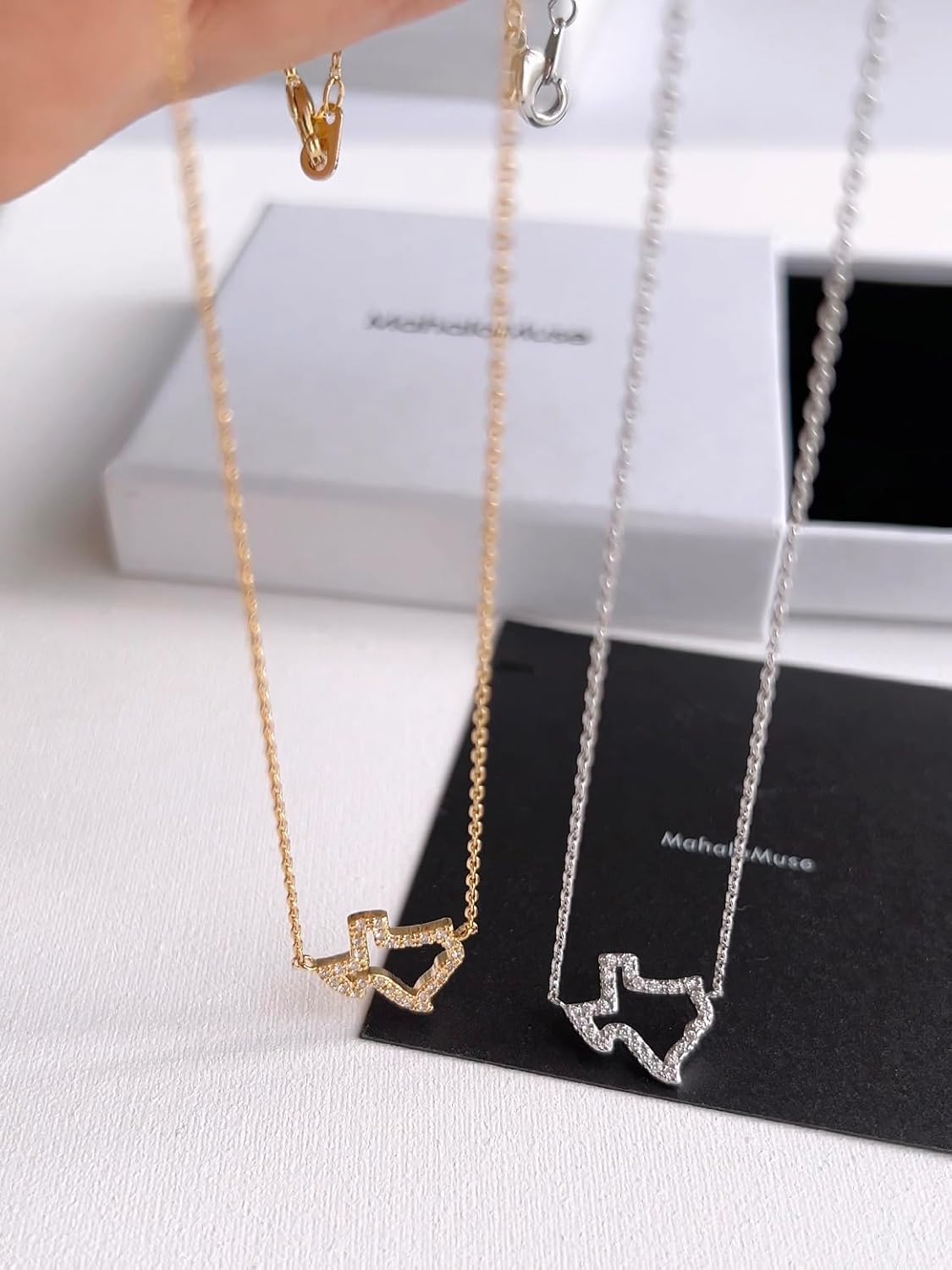 Texas State Necklace 14K Gold-Dipped Pendant Texas Map Outline Holloow CZ Cubic Zirconia Pendant Charm Necklace Texas Necklace For Women