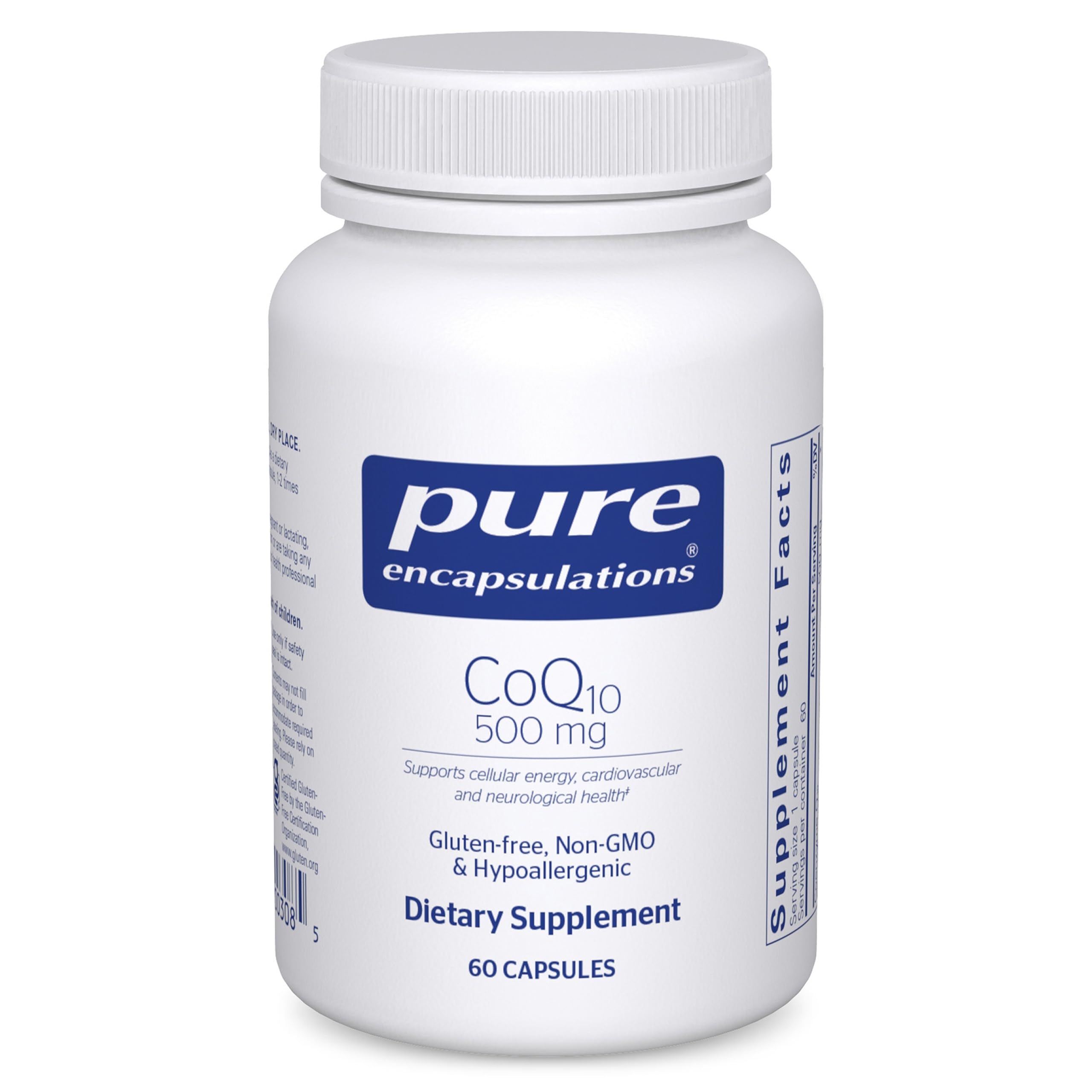 Pure Encapsulations CoQ10 500 mg Coenzyme Q10 Supplement for Energy Antioxidants Brain and Cellular Health Cognition and Cardiovascular
