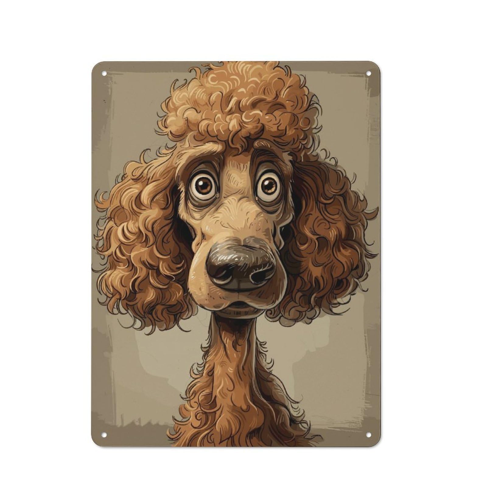 Junmoney Poodle Caricature Printed Metal Sign 40X30cm For Kitchen Or Home Bar, For Kitchen Decor Lovers, For Retro Home Interiors