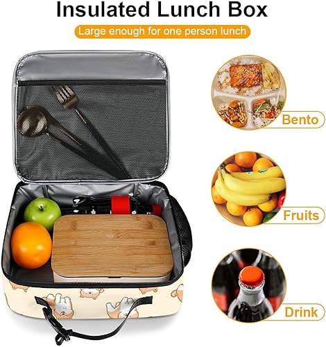 Miniatura 7 de Shiba Inu - Lonchera reutilizable con aislamiento, bolsa enfriadora, lonchera para comida y alimentos, bolsa de mano para mujeres, niños, niñas,