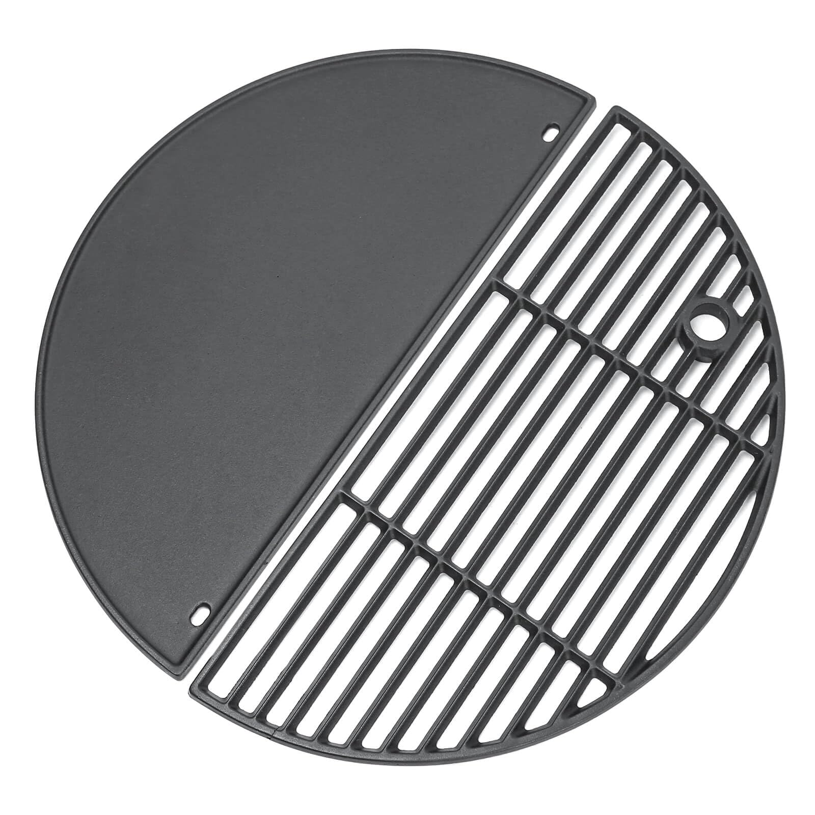 GRISUN 19.5" Cast Iron Upgraded Round Grill Grates for Akorn Kamado Ceramic Grill, Pit Boss K24, Louisiana Grills K24, Char-Griller 16620, Cooking Grates Griddle Combo for Grilling and Griddle