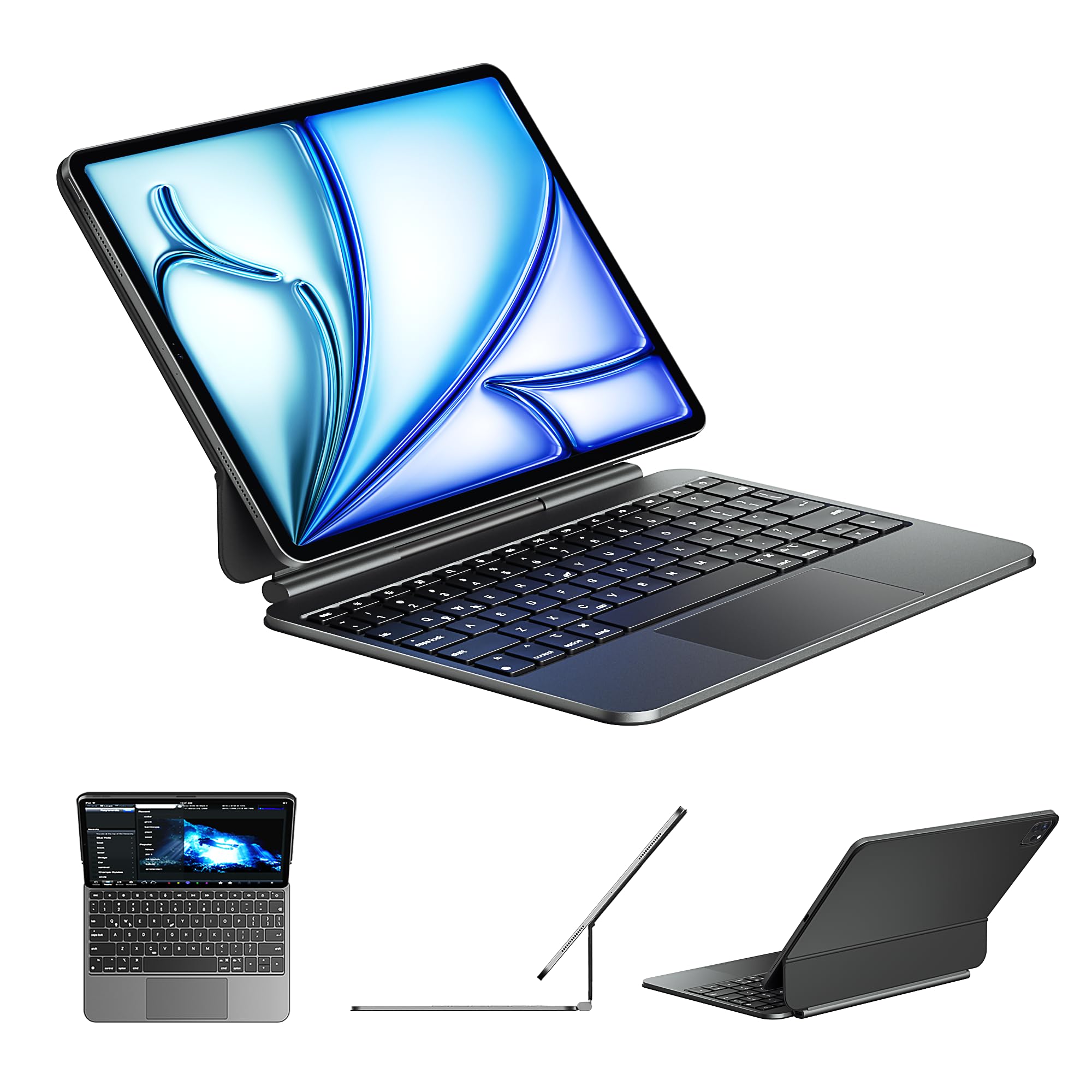 doqofor iPad Air 11 and iPad Pro 11 case with keyboard,Magic Keyboard Case for iPad Air 5th,4th 10.9"(M3 2025 / M2 2024)and iPad Pro 11(4th,3rd,2nd,1st Gen)with Multi-touch trackpad 7colors Backlit