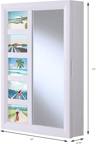 Miniatura 3 de Proman Products Venice WM17231 - Armario de joyería para montaje en pared, con marco de fotos, espejo, cajones, 16 pulgadas de ancho x 23 pulgadas
