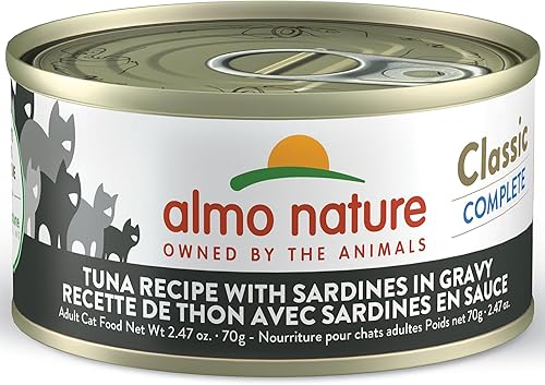 Miniatura 7 de almo nature Classic Complete Cat 12 Pack Receta de atún con sardinas en salsa, latas de 2.47 onzas, comida húmeda enlatada para gatos adultos, sin