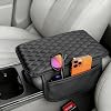 Funda para consola central de auto mejorada, con cojín de apoyabrazos de cuero y 2 bolsillos de almacenamiento, protector de caja de asiento de microfibra suave e impermeable, accesorios de interior para la mayoría de vehículos 1