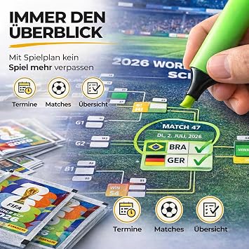 XXL World Cup 2026 Collector's Set - Album + Sticker for Sticking Panini World Cup Sticker Album Extra 1 x Game Plan & Germany Flower Chain (1 Bag/Sticker Set) Own Label Bundle