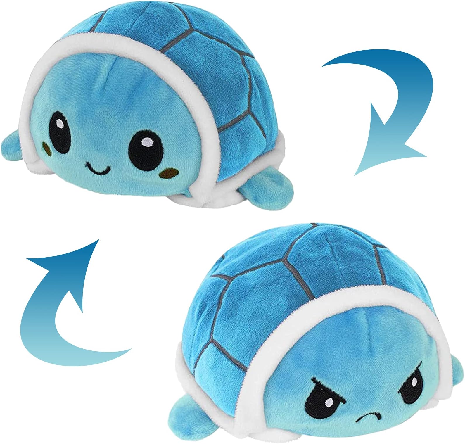 Cute Turtle Baby Toys 0 3 6 9 12 18 Months, Double-Sided Flip Soft Reversible Turtle Plus Stuffed Animals Doll, Creative Toys Gifts for 2 3 4 5 6 7 8 Months 1-6 Year Old Baby Boys Girls Blue