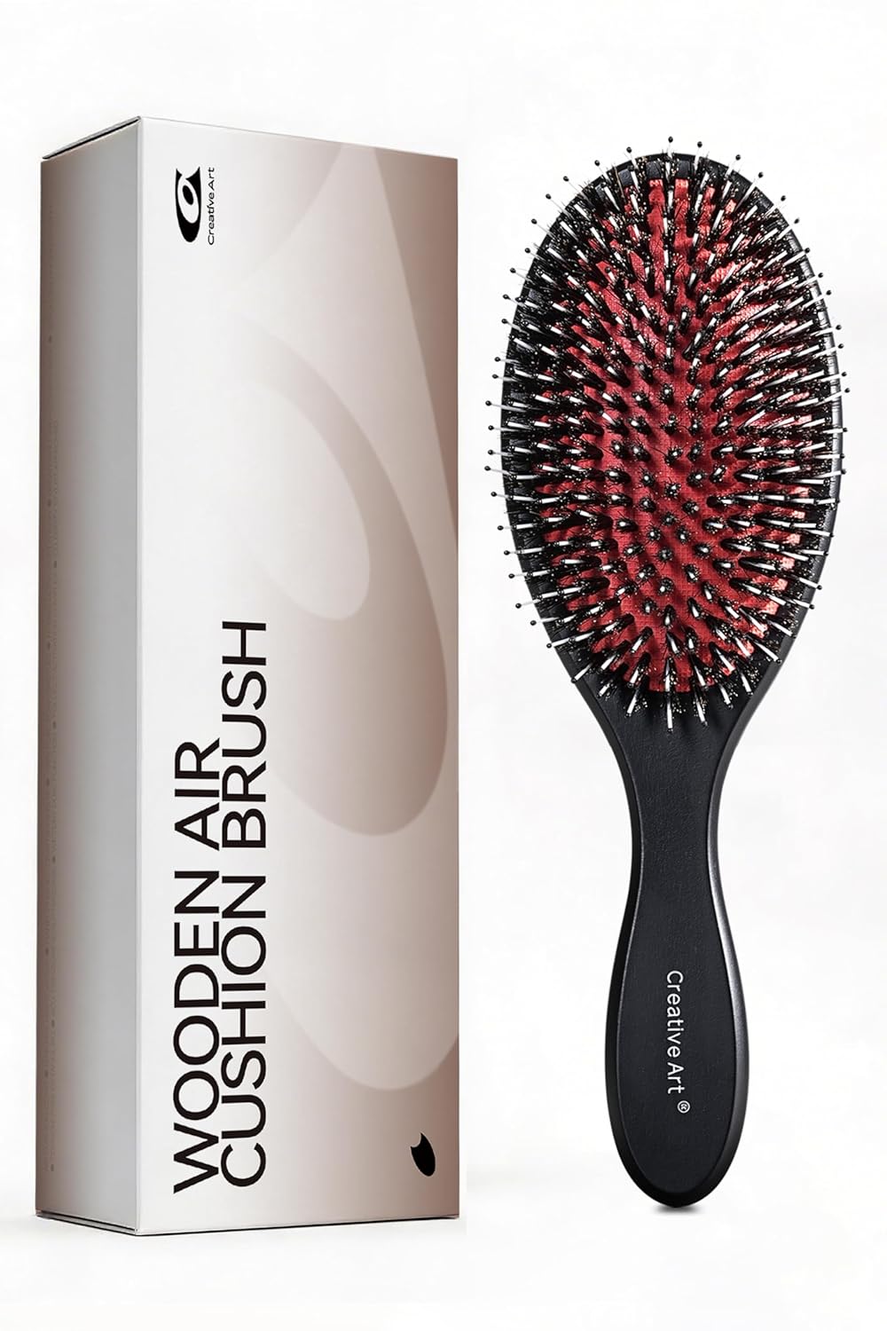Gift-Ready Boar Bristle Hair Brush for Women and Men, Smoothing & Shine Enhancing for Slick Back, Curly Hairbrush for Defining Curls, Nylon Pins and Soft Bristles Detangling and Reducing Breakage