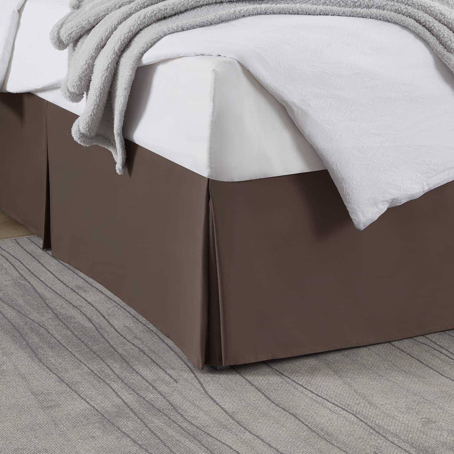 Nestl Dark Brown Full Bed Skirt - Full Size Bed Skirt 14 Inch Drop - Brushed Microfiber Bed Skirts - Hotel Quality Pleated Bed Skirt - Shrinkage &