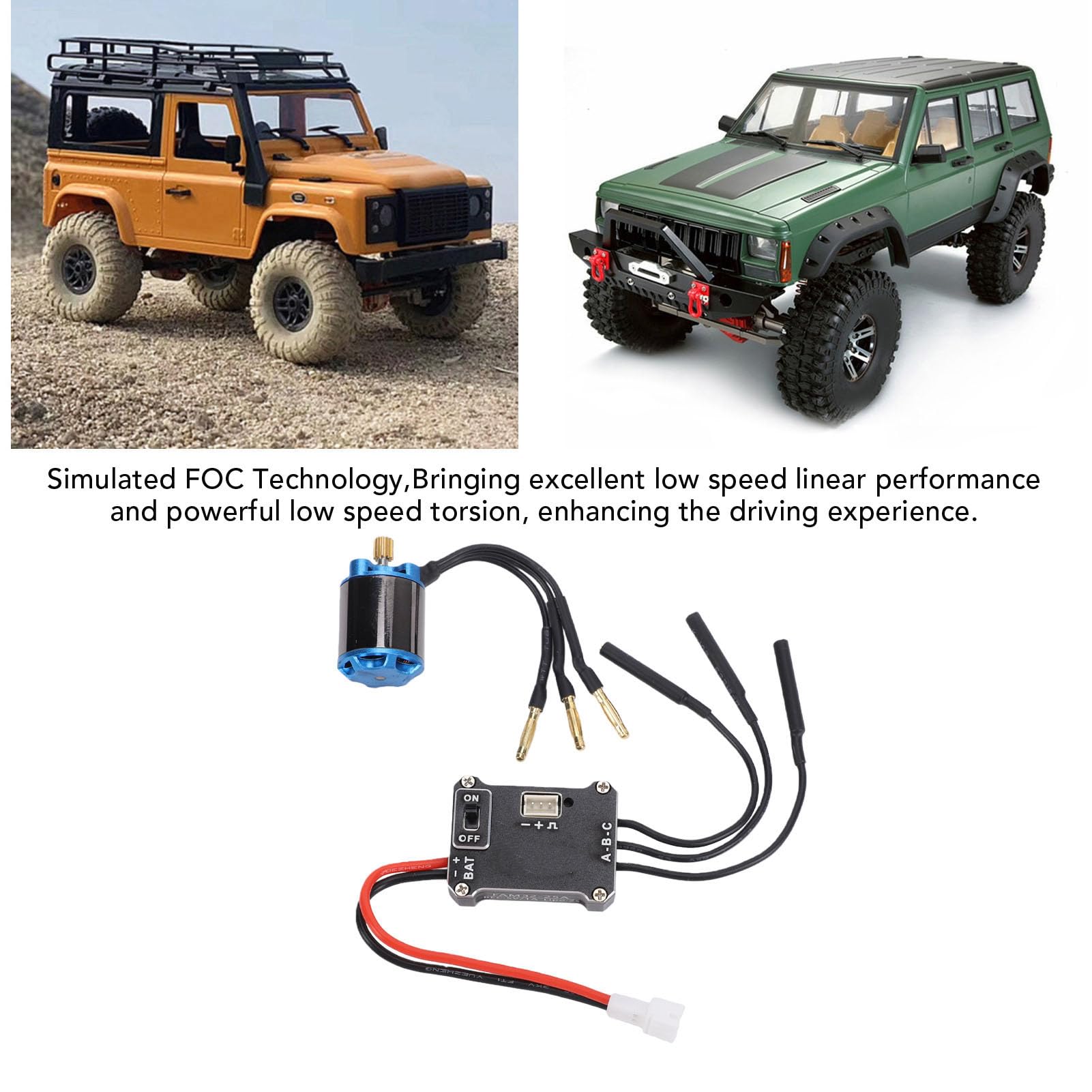 Zestaw RC Brushless Silnik i Regulator, 5000KV 25A ESC, do Modeli RC | Zestaw ESC do silnika gąsienicowego RC, z bezczujnikowym silnikiem bezszczotkowym, do SCX30 1/30