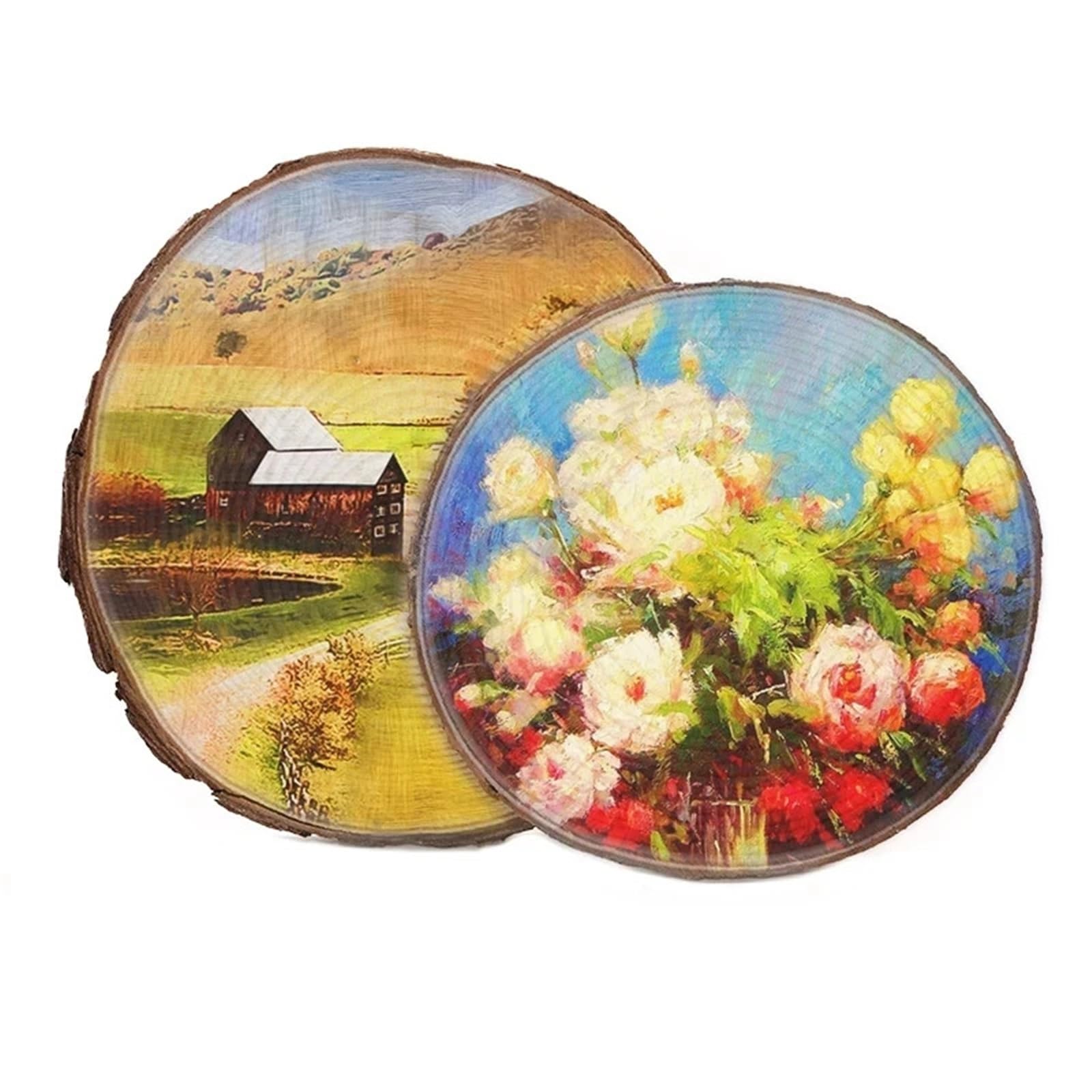 plastry drewna 3-12 cm Grube Naturalne Sosnowe Okrągłe Niedokończone Plastry Drewna Koła z Korą Drzewną Kłody Rzemiosło DIY Wesele Malowanie 3-10 szt(3pcs 10 12cm)