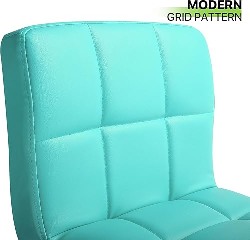 Miniatura 15 de Magshion Juego de 2 taburetes de bar, modernos taburetes de bar giratorios de piel sintética con respaldo, sillas de bar cuadradas ajustables sin