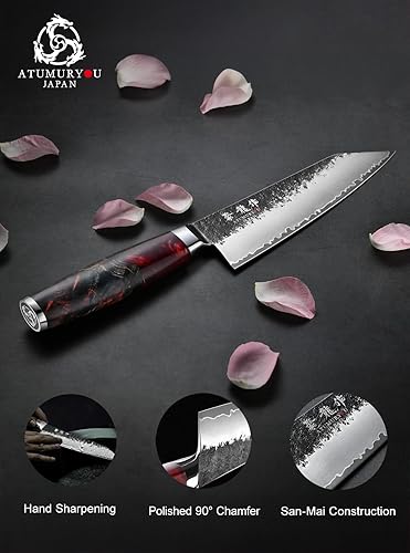 Miniatura 5 de Japanese Chef Knife with VG10 Steel, 7 Inch Hand Forged Kiritsuke Knife, Sharp Kitchen Knives with 3 Layers Composite Steel, Professional Chefs