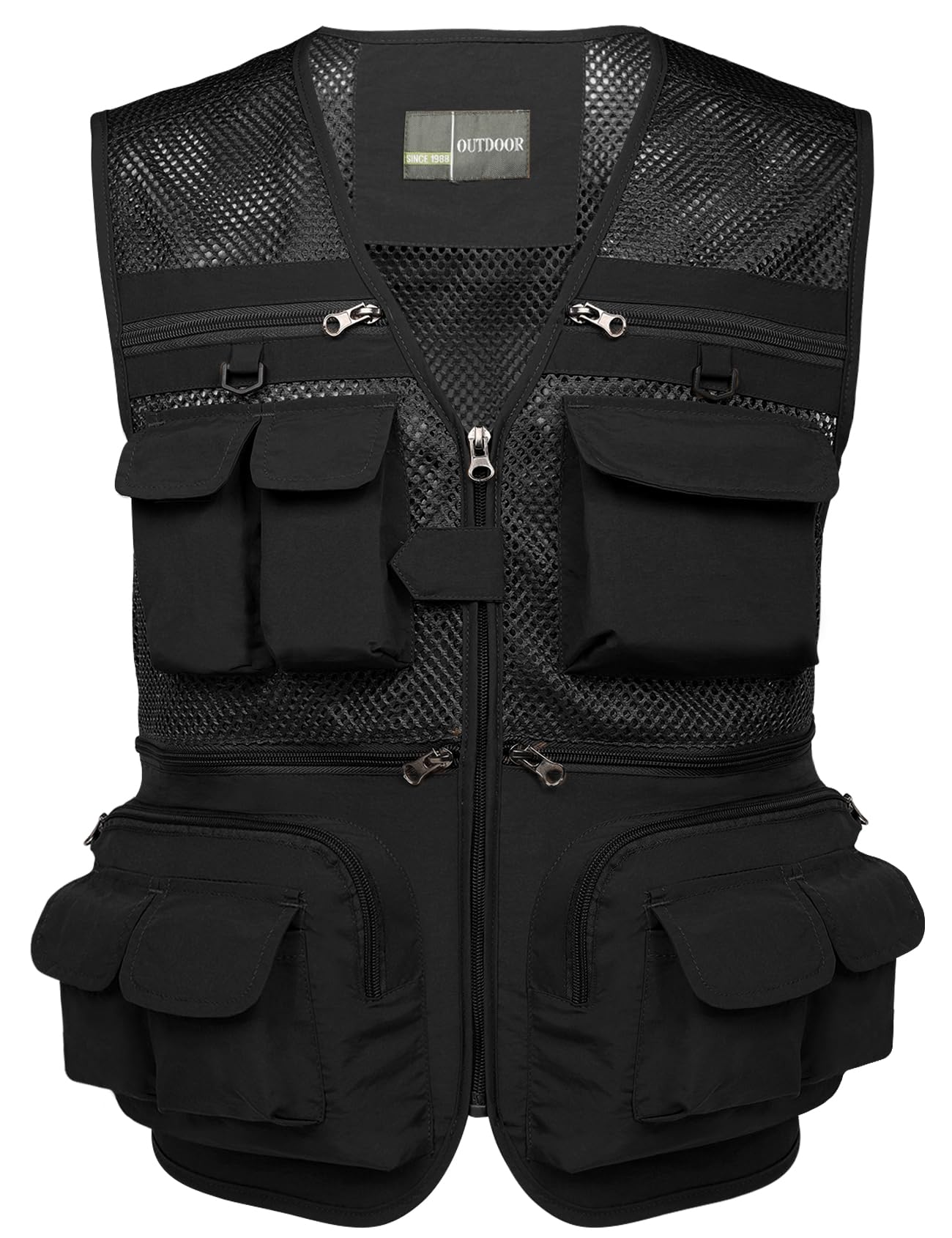 Flygo Men's Fishing Vest Utility Lightweight Outdoor Travel Safari Photo Cargo Vest with 16 Pockets