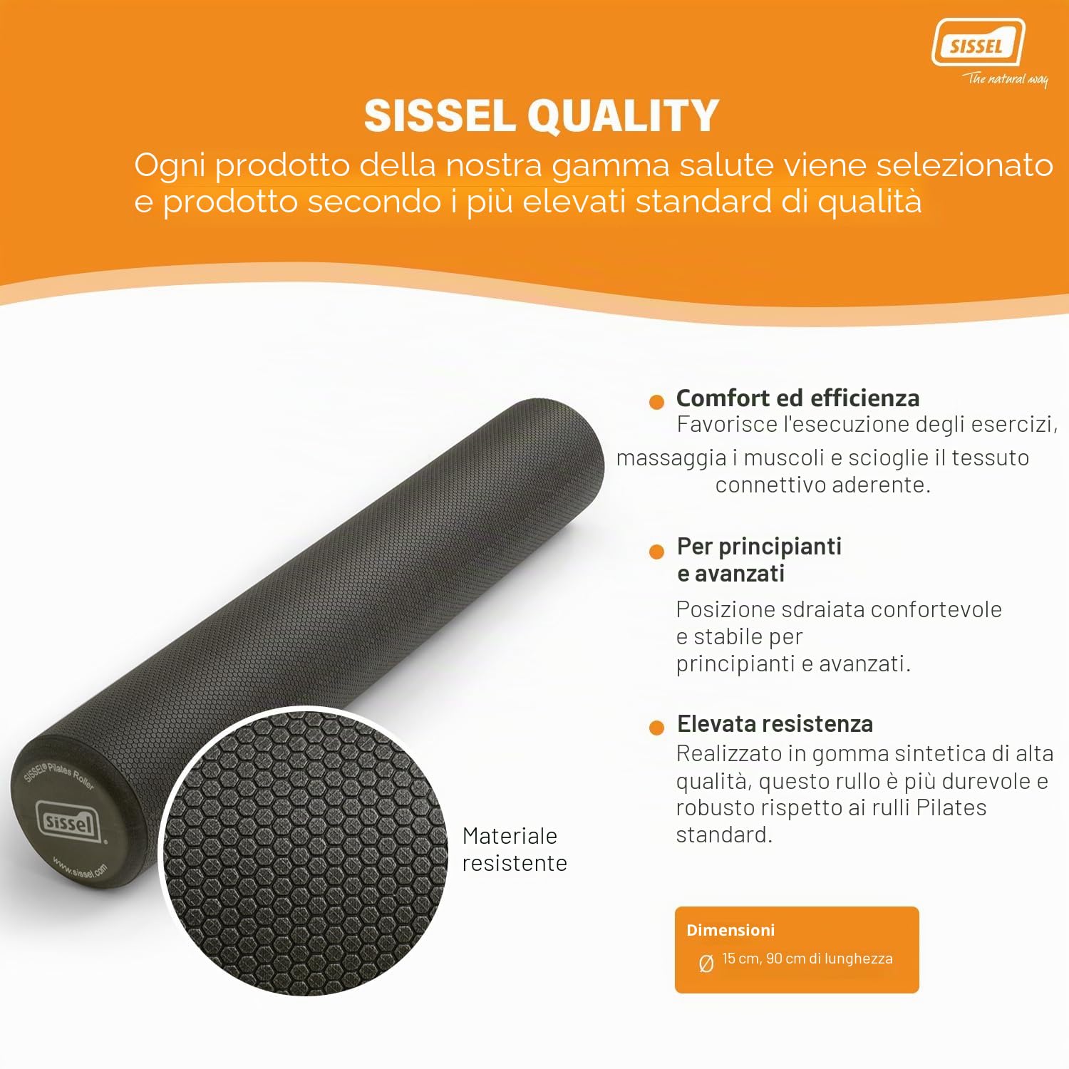 Sissel® Pilates Roller Pro 15 cm Ø incluso poster per esercizi fitness yoga allenamento riformer