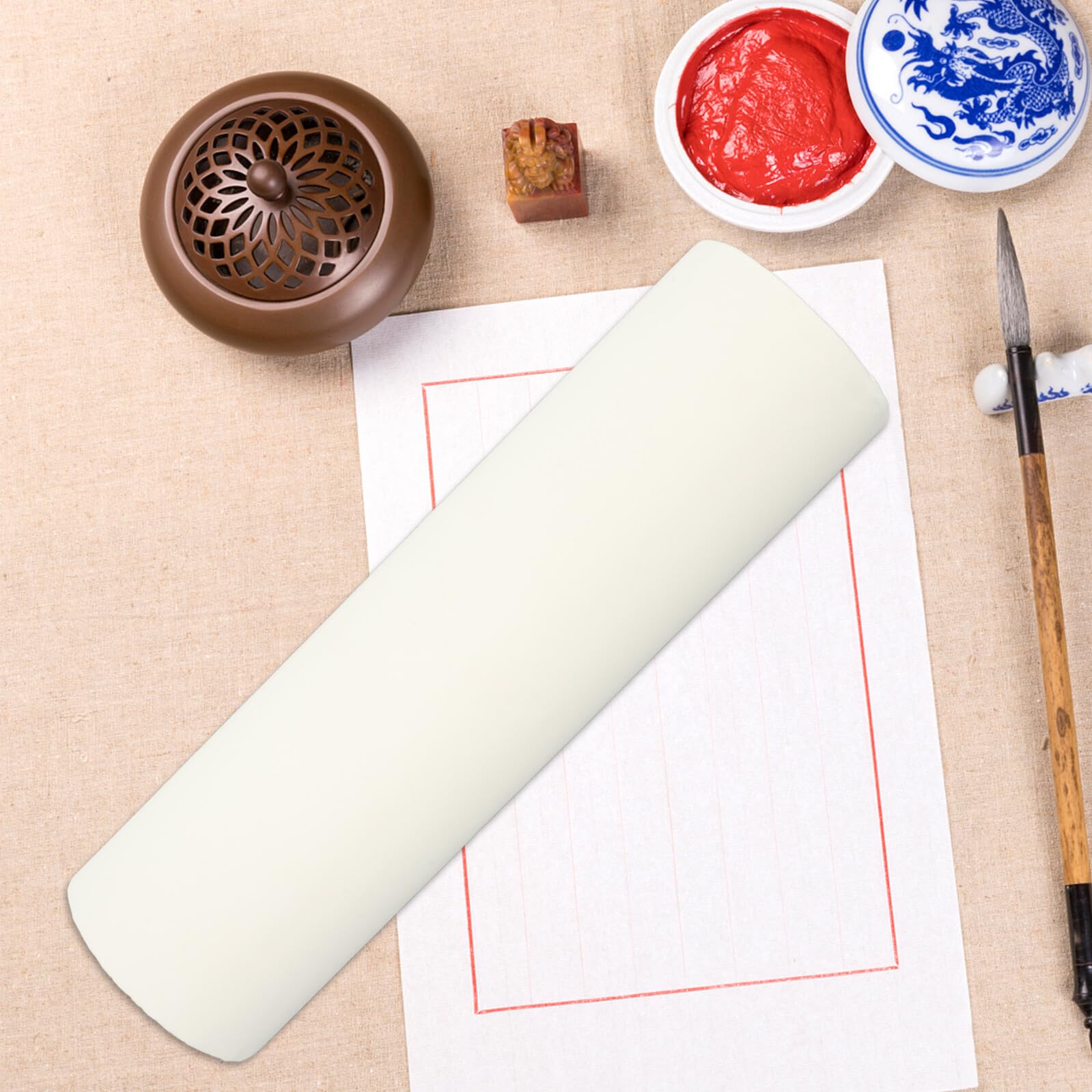 Ipetboom Rollo de Papel de Caligrafía Grueso 46g Semi-Seco 35 CM X 50 M para Dibujo Infantil Manualidades y Pintura Tradicional Papel Absorbente y para Caballete Artístico