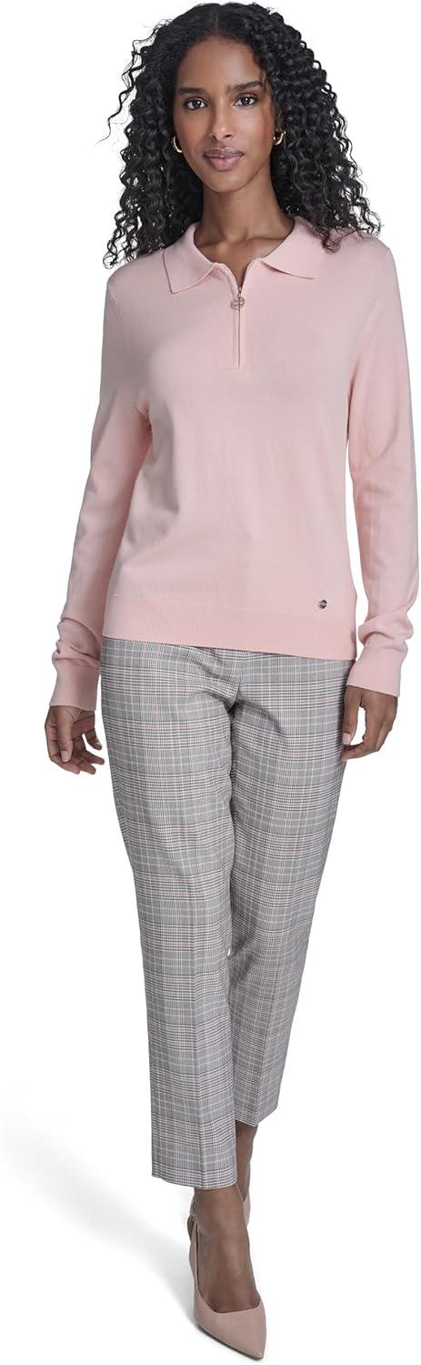 Tommy Hilfiger Womens Solid Long Sleeve Polo 1/4 Zip Sweater - Image 2