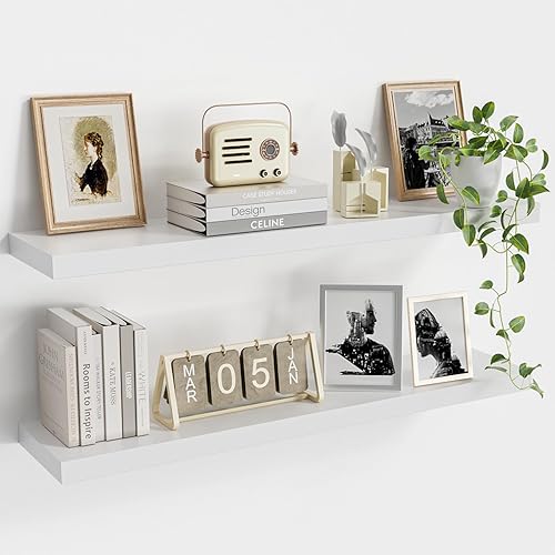Miniatura 16 de Vivelove Estantes flotantes para montar en la pared, estante de 16 pulgadas para baño pequeño, dormitorio, sala de estar, cocina, decoración moderna