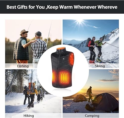 Miniatura 4 de SETTOK Men's Women's Heated Vest with 9 Heating Zones, 10000mAh Battery Pack Included, Lightweight Warm Electric Vest for Men