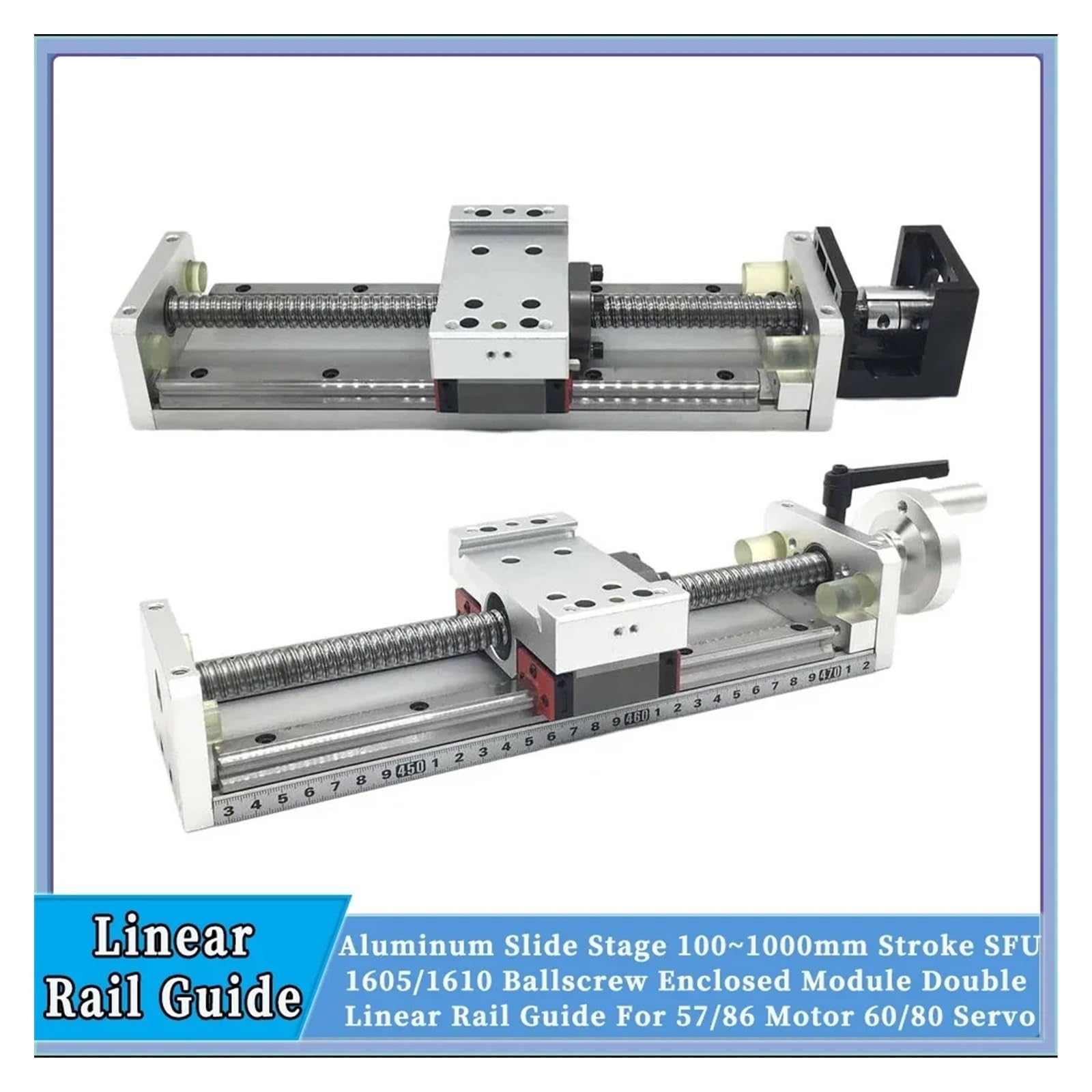 Guida lineare, Guida Lineare Con Corsa 100~1000 Mm SFU1605/1610 Modulo Di Scorrimento Vite A Ricircolo Sfere For Motore 57/86 Servo 60/80 O Volantino Asse XYZ(60 Serv Motor bracke,1000 SFU1605)