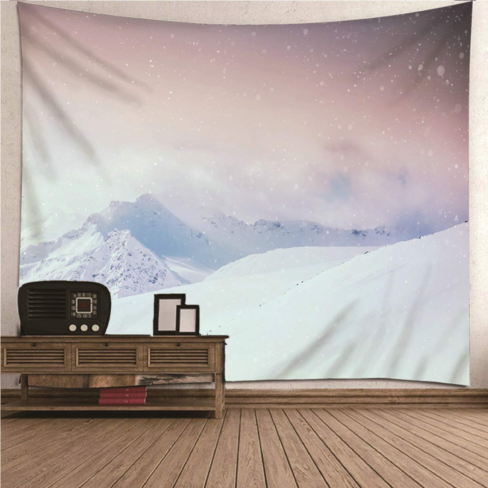 Arazzo da Parete Grande Oggetti per La Casa Arazzo da Parete Poliestere 350x256CM Montagna di Neve