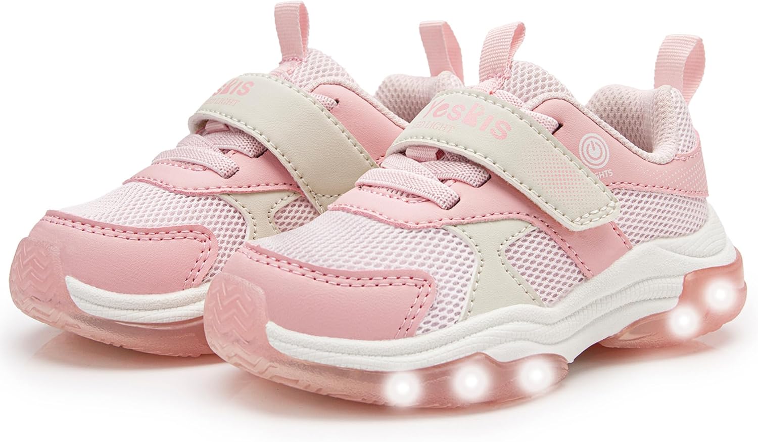 YESKIS Toddler Light Up Sneakers Boys Girls Tennis Shoes On-Off LED Flashing Lightweight Mesh Breathable Running Shoe for Toddler and Little Kids