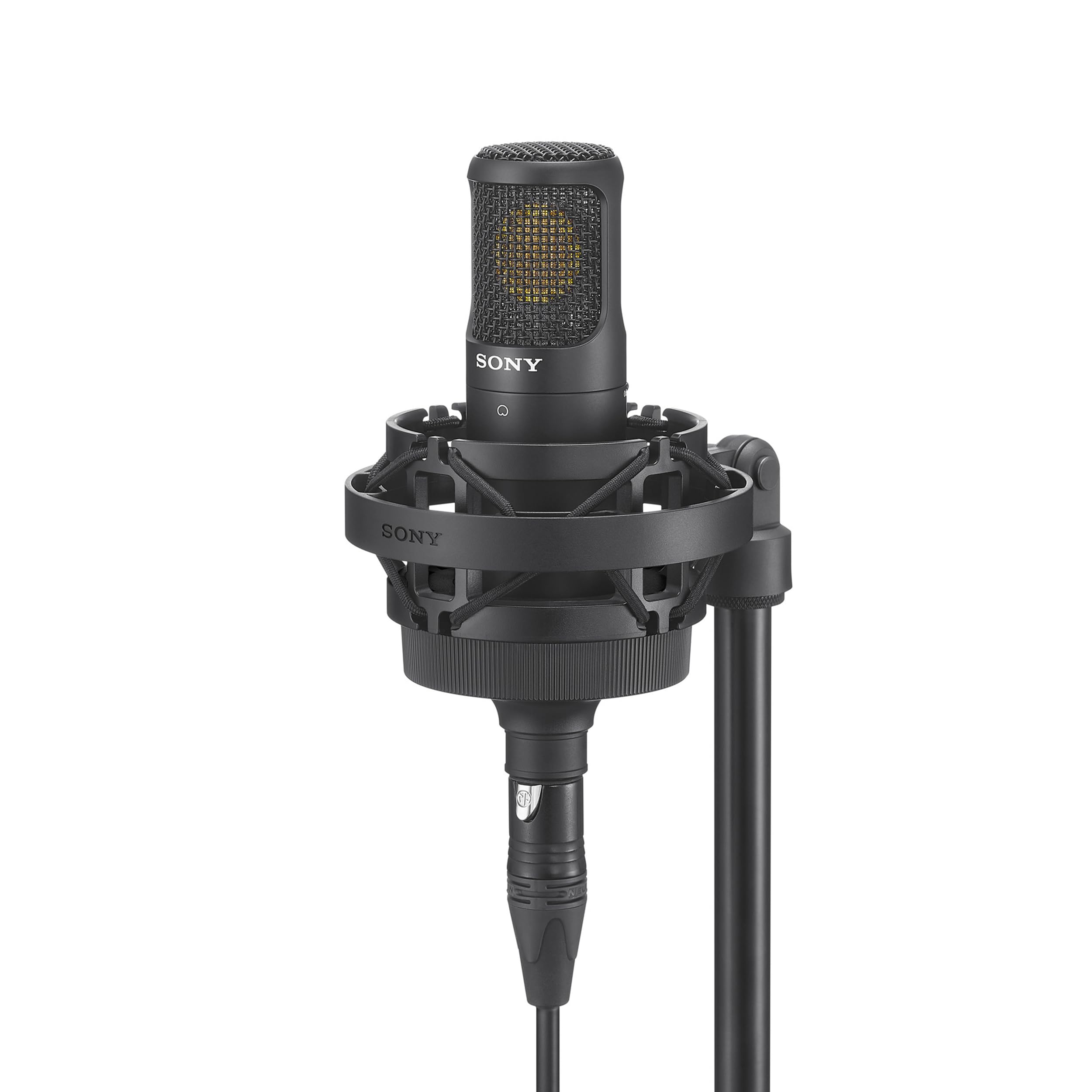 Micrófono de Estudio SONY-C80 Pro Audio; Rango de frecuencia de 20 Hz a 20 kHz; unidireccional; diseño con supresión de Ruido; tecnología Avanzada de la cápsula; XLR - Podcasts y grabación; Negro