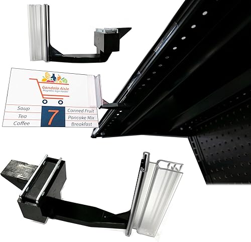 Soporte magnético para letreros de góndola sobresaliente, exhibición de letrero de pasillo, negro, paquete de 2