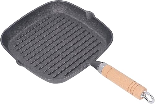 Sartén para parrilla, sartén cuadrada de hierro fundido antiadherente para estufa, sartén cuadrada con boquillas para todas las estufas