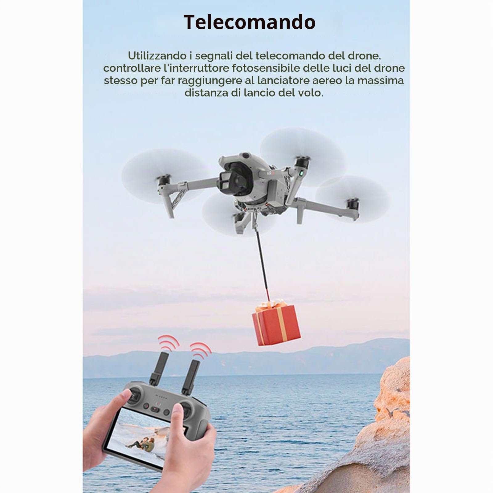 Sistema Airdrop per drone + Carrelli di atterraggio per DJI Air 3 - Lanciatore di carico utile - Trasporto - Dispositivo di sblocco - Dispositivo di caduta - Gambe estese