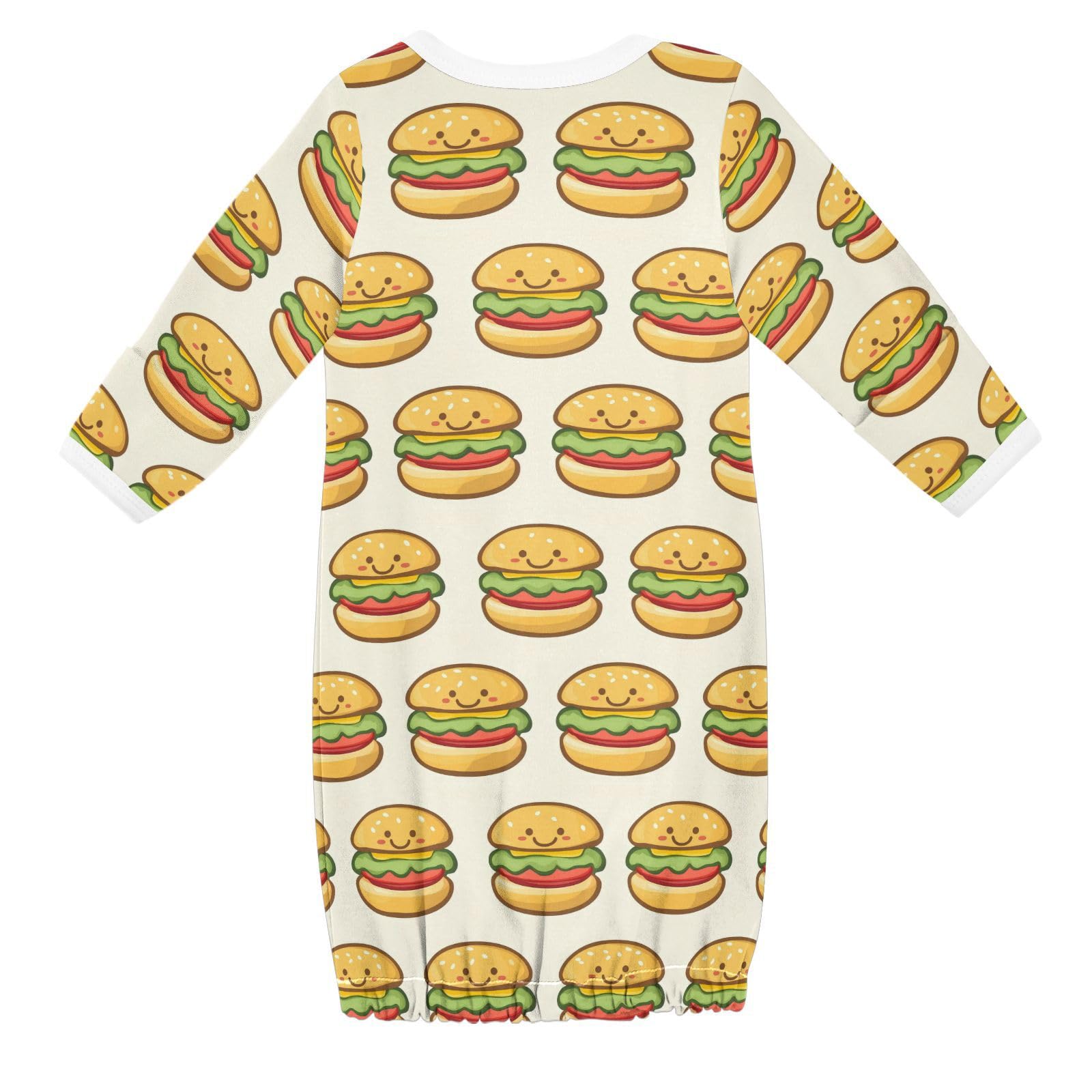 vvfelixl Baby Sleeper Gown for Newborn Boy Girls Cute Fun Hamburger Infant Nightgown for 0-3 Months Multicolor